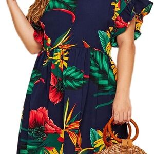 Bright Tropical Floral Dress